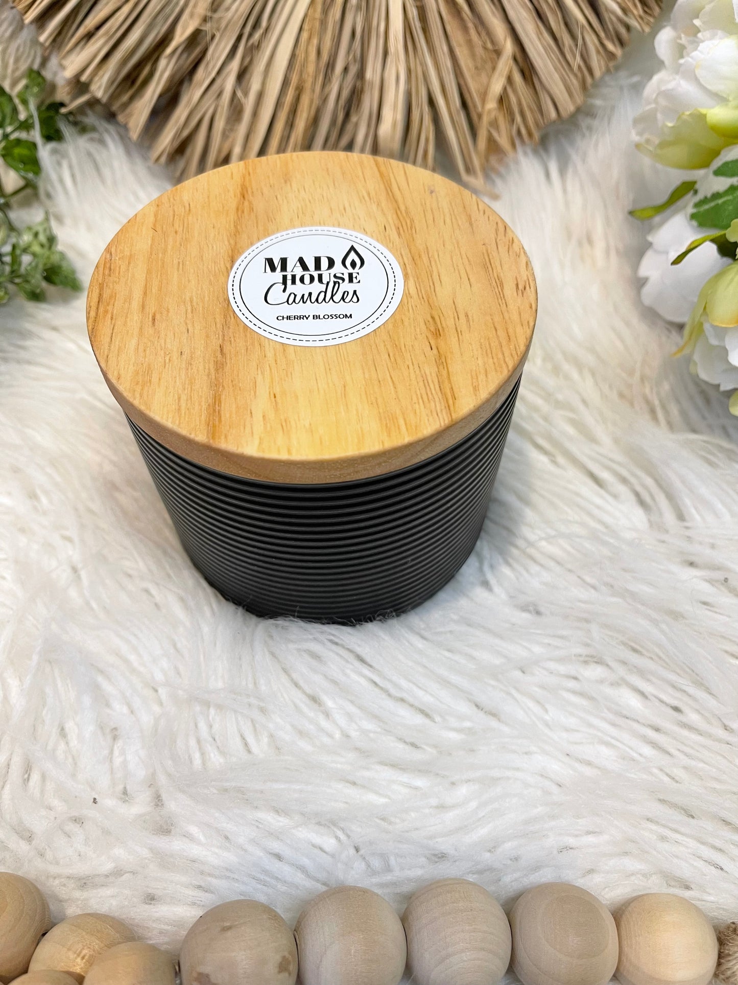 Candle Black Porcelain Jar - Cherry Blossom